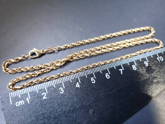 Vintage 9ct GOLD Rolo Belcher Triple Link Chain N… - image 7