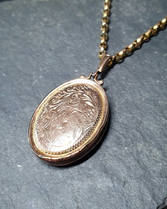Antique 9ct Gold Locket - with Rolled Gold Barrel Cla… - Gem