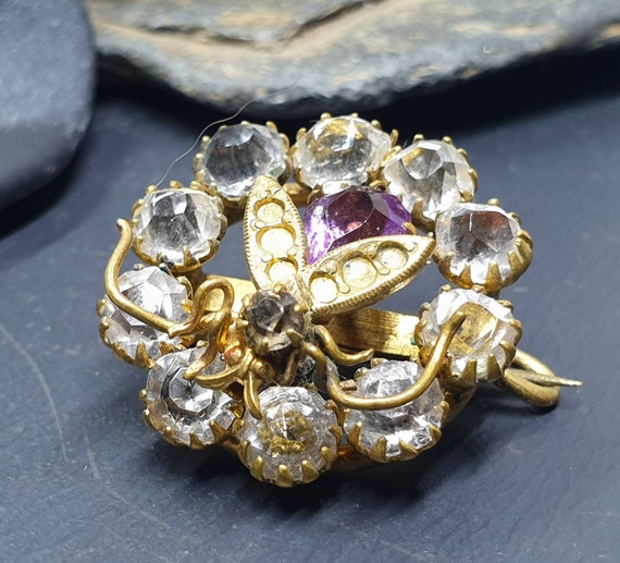 VICTORIAN FLY BROOCH - Antique with Amethyst & Pa… - image 7