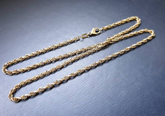 Vintage 9ct GOLD Rolo Belcher Triple Link Chain N… - image 6