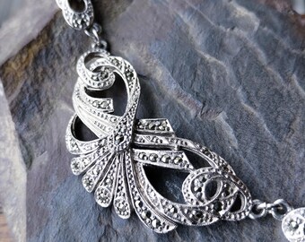 Vintage MIZPAH Marcasite Cocktail Necklace - 18" - 32g