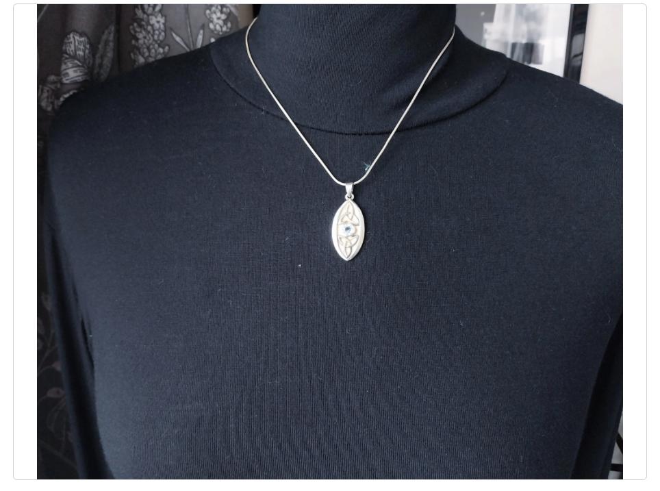 St SILVERネックレスとお揃いのブローチギフトセット - ブルートパーズ
