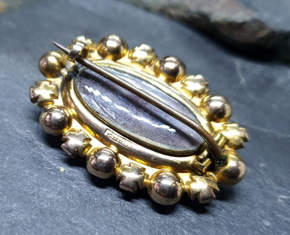 Antique 9ct GOLD Locket BROOCH - Seed Pearls and … - image 3