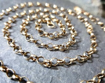 Vintage 9ct GOLD ROLO BELCHER Chain Necklace, 23.5" Long  Hallmarked - 7.3g