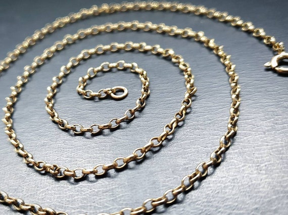 Vintage 9ct GOLD BELCHER CHAIN Necklace - 24" Lon… - image 3