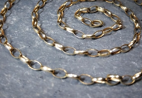 Vintage 9ct GOLD BELCHER CHAIN Necklace, 21" Long… - image 1