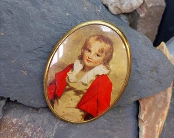 Victorian Large Locket BROOCH with Portrait Miniature Painted   - 24.5g