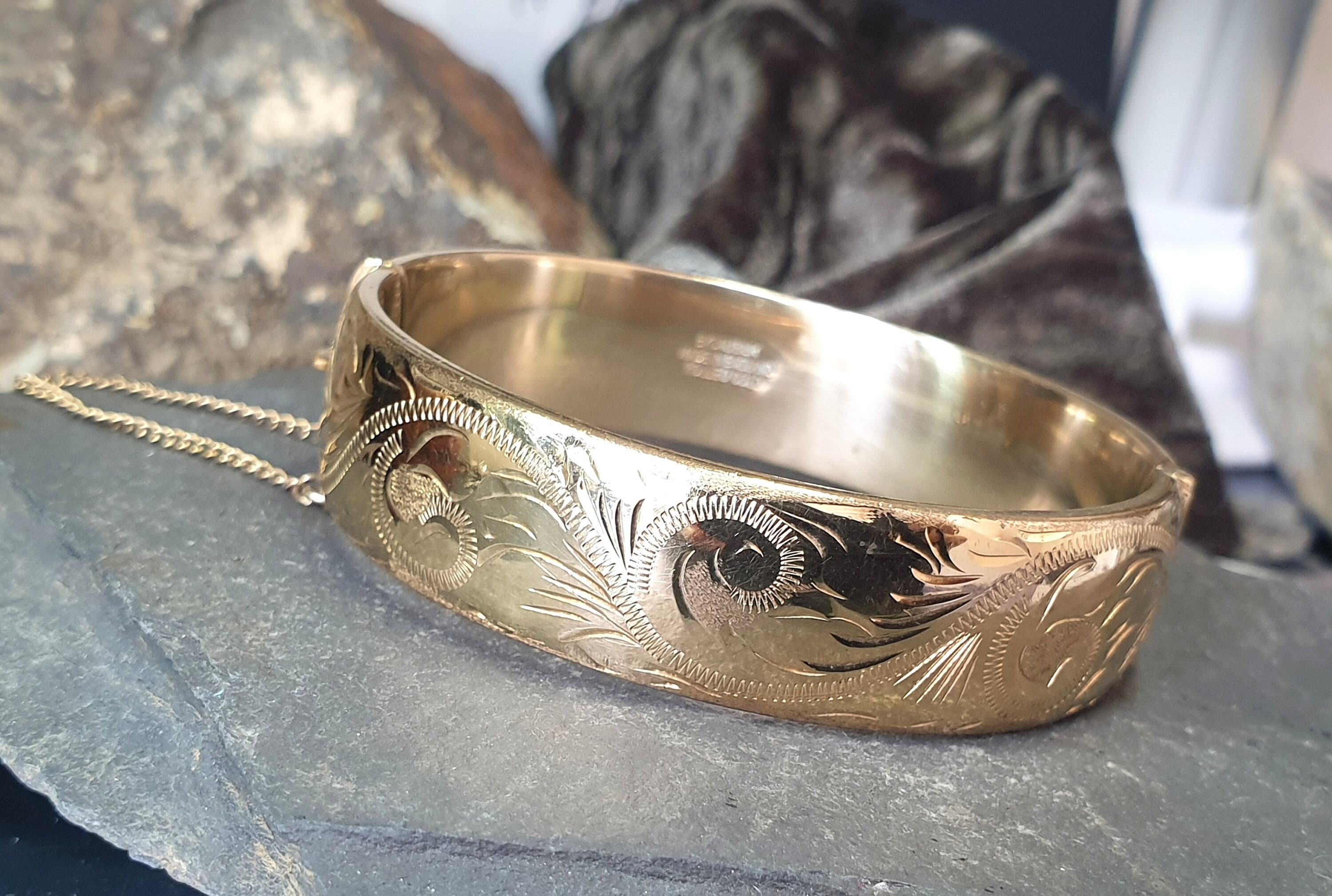 Antique rolled gold shamrock engraved bangle bracelet FMCO | eBay