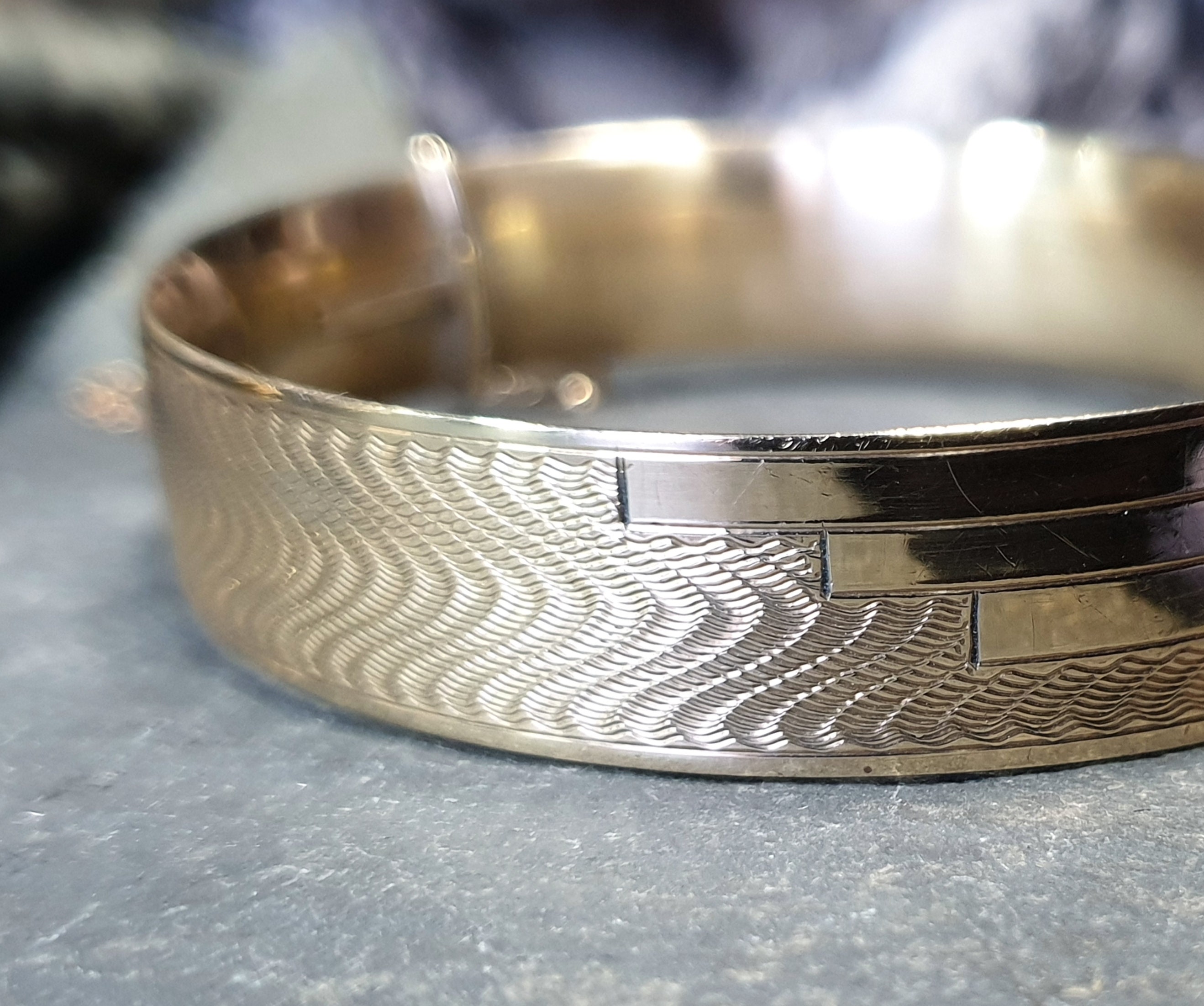 Vintage Deco GOLD BANGLE Bracelet HG S 9ct Metal Core 31.6g Etsy