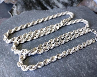 STERLING SILVER Graduated Rope Chain Necklace - 20" Long - 16.6g