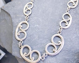 STERLING SILVER Celtic Link Chain Necklace - 16.5" Long - 25g