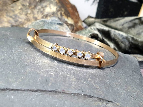 ANTIQUE 9ct Rolled Rose GOLD BANGLE with milk whi… - image 4