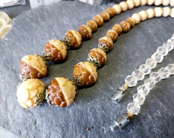 Vintage Acorn Bead Necklace - 17.5" - 34.2g
