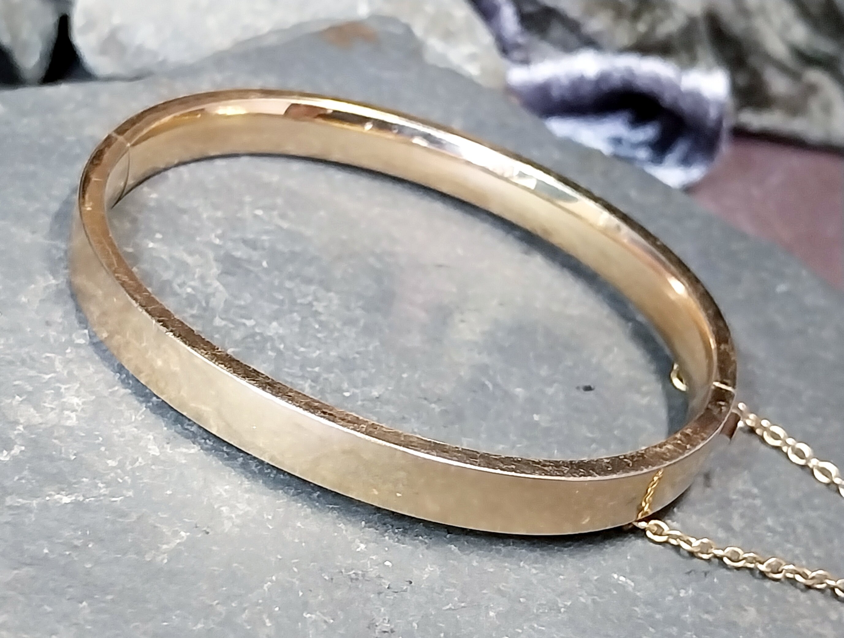 Bracelet Ancien Plaqué Or Art Nouveau 1900 - Jonc Gravé, Style Art Nouveau, Occasion