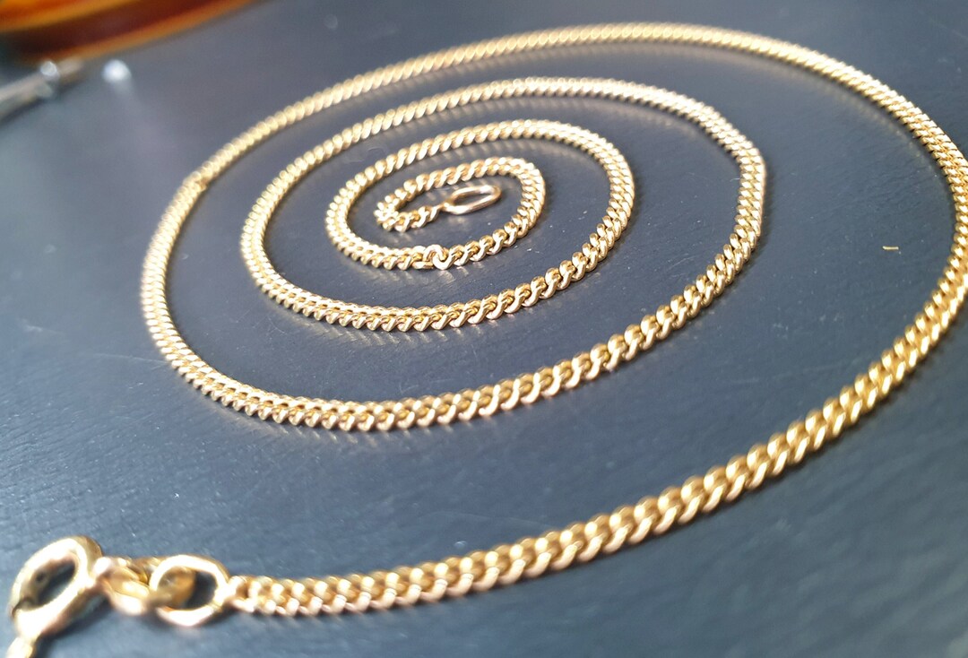 9ct GOLD Flat CURB CHAIN Necklace 18 4.4g Etsy