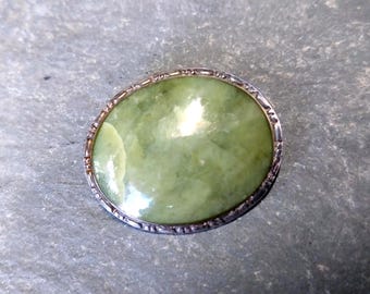 Vintage Sterling Silver Connemara Marble Brooch - 5.9g
