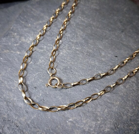 Vintage 9ct GOLD BELCHER CHAIN Necklace, 21" Long… - image 6