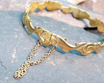 Vintage Rolled Gold BANGLE Bracelet Dolphin Design - 11.5g