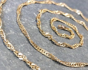 9ct GOLD CHAIN, Twisted Rope Singapore Curb Necklace 18.5" - Hallmarked - 3.9g