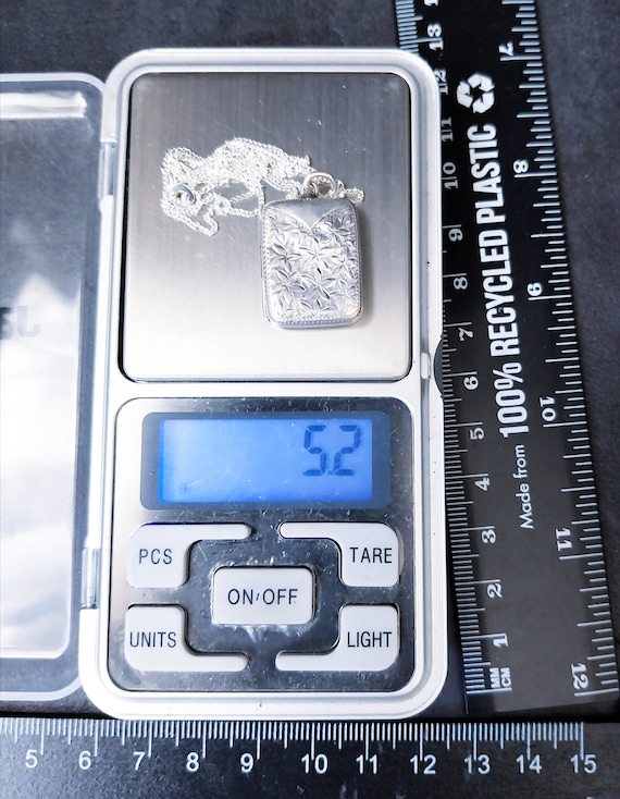 Edwardian SILVER Rectangular LOCKET with Floral D… - image 9
