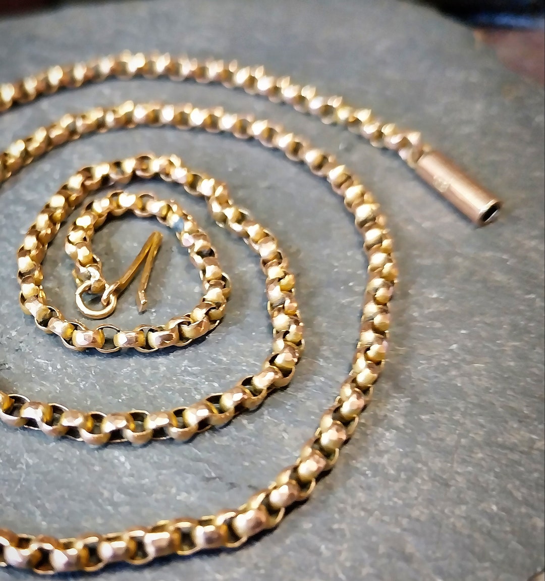 Antique 9ct Rose GOLD BELCHER Chain Necklace With Barrel Clasp