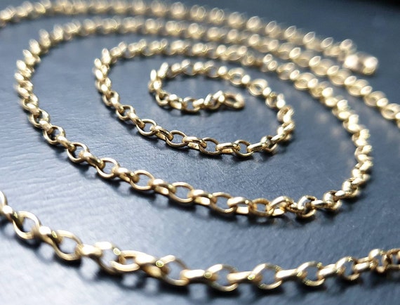 Vintage 9ct GOLD BELCHER CHAIN Necklace - 24" Lon… - image 6