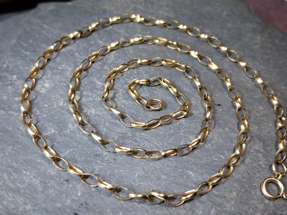 Vintage 9ct GOLD BELCHER CHAIN Necklace, 21" Long… - image 3