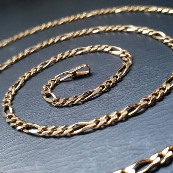 Vintage 9ct GOLD FIGARO CHAIN Necklace 20" long - Hallmarked - 5.9g