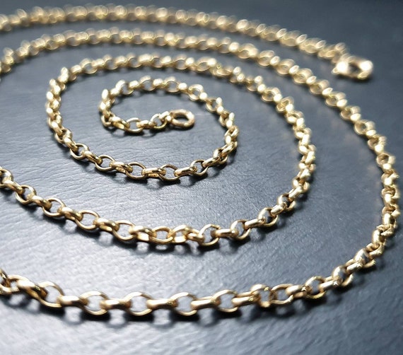 Vintage 9ct GOLD BELCHER CHAIN Necklace - 24" Lon… - image 1
