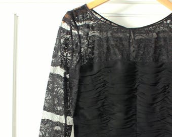Oscar de la Renta Studio 100% Silk Black Lace Dress - Sz 8