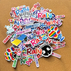 Dog Sport Oops stickers, B-grade sticker pack, mystery stickers, dog training stickers, agility, rally obedience, nosework, clicker training
