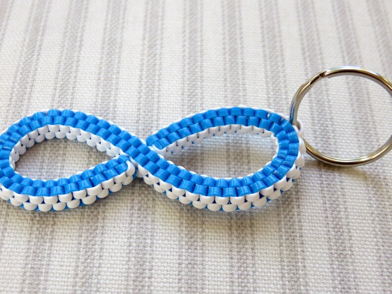 Infinity Keychain Plastic Lace Rexlace Boondoggle Blue Etsy