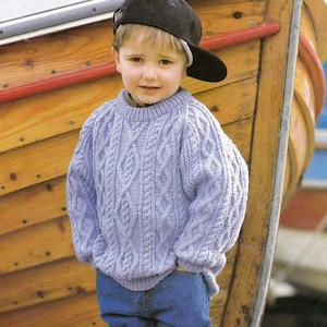 PDF Knitting Pattern~Child's Cabled Sweater~DK~22-32"