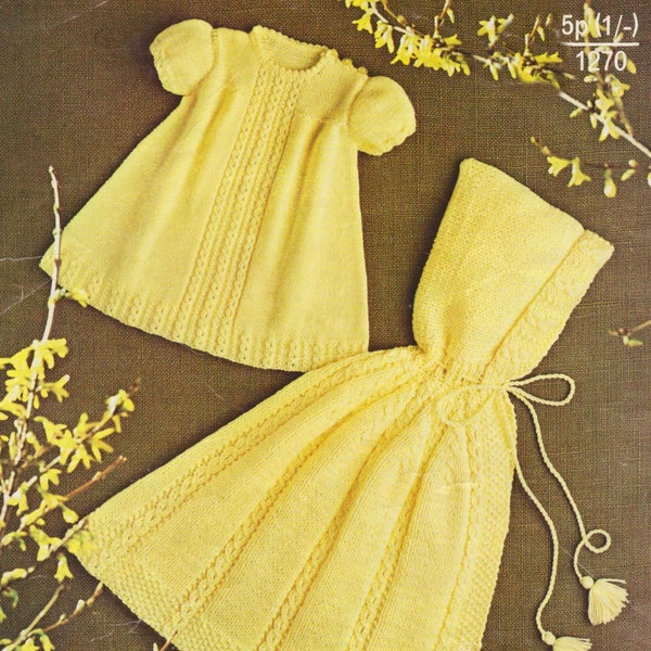 NEARLY FREE Pdf Knitting Pattern~Baby's Dress & Carry Cape~4ply~18-20"