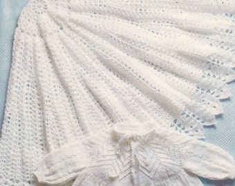 PDF Knitting and Crochet Pattern~Shawl and Matinee Coat~4ply~3-6 months