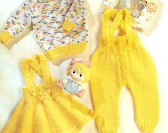 PDF Strickanleitung 342~Pullover, Latzhose & Rock~DK~40-56 cm