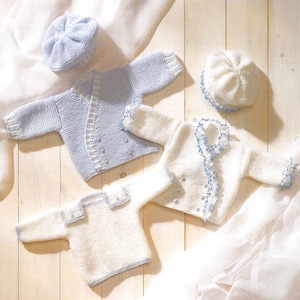 PDF Knitting Pattern~Crossover Cardigans, Sweater & Berets~DK~12-18"