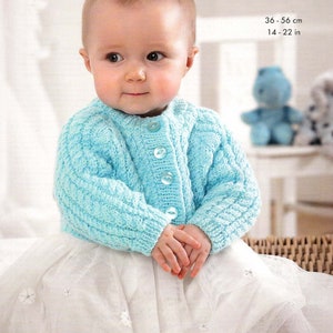 PDF Knitting Pattern 4155~Adorable Cabled Cardigans~DK~14-22&quot;