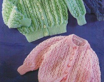 PDF Knitting Pattern~Fancy Cardigan in Two Necklines~DK~12-22"