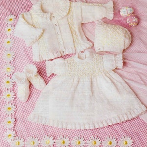PDF Strickanleitung~Smock Baby-Set~4fädig~36-45cm