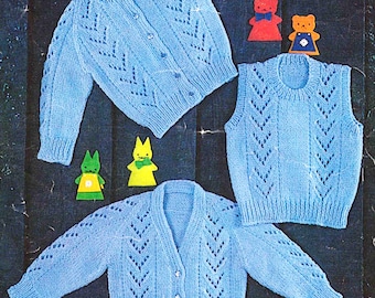 PDF Knitting Pattern 2457~Cardigans and Slipover~QK~19-21"