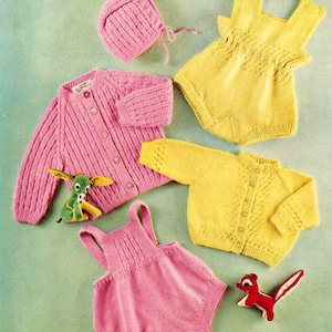 PDF Strickanleitung 388~Rompers, Cardigans & Bonnet~DK~12-18 Monate