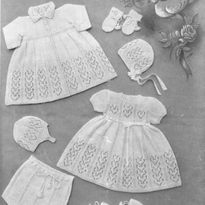 PDF Knitting Pattern~Beautiful Heart Layette~3ply~6-12 months
