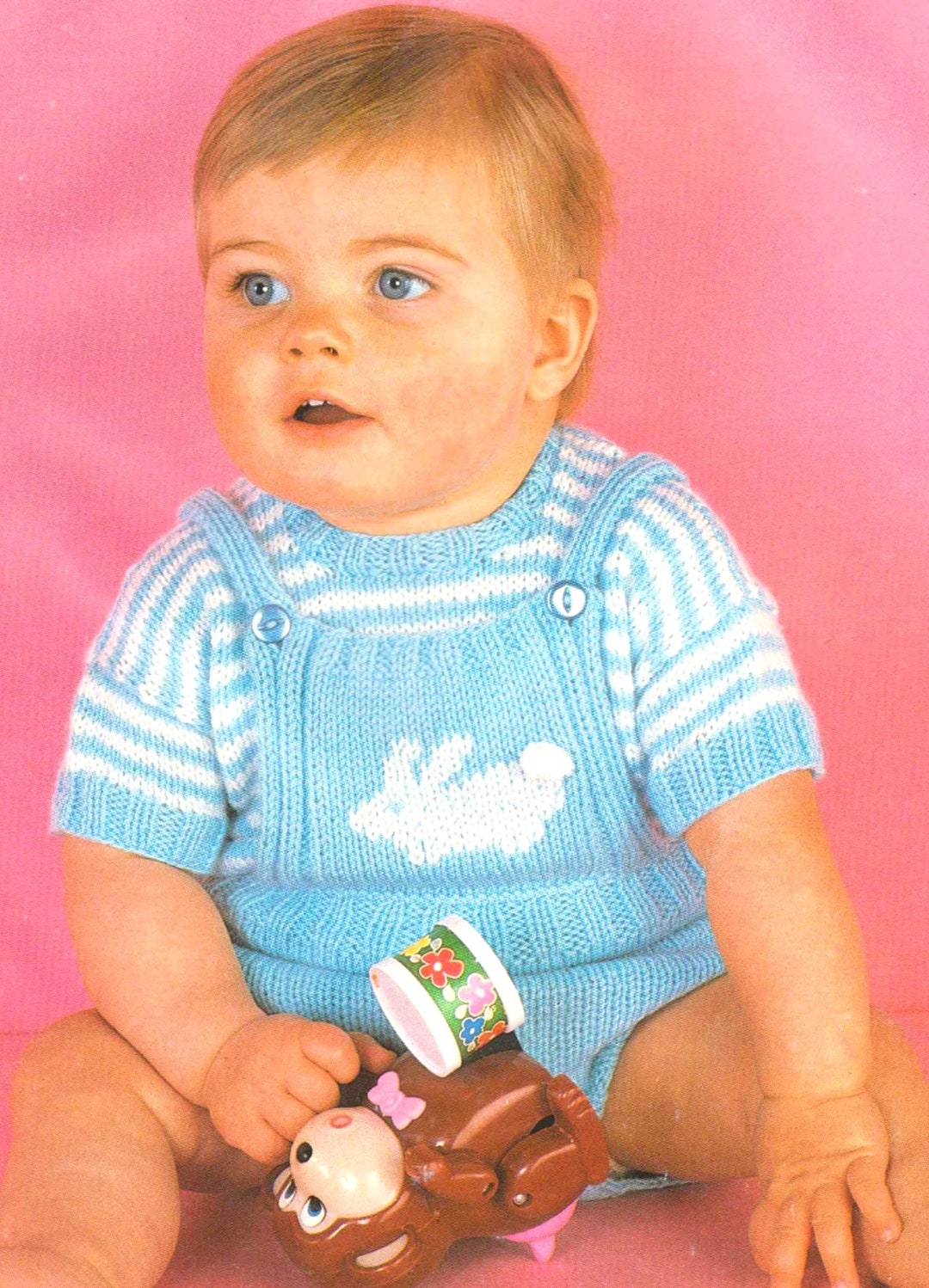 PDF Knitting Pattern 3330~baby's Bunny Romper Set~dk~20-21" - Etsy