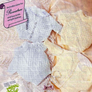 PDF Knitting Pattern 8011~Baby's Cardigan & Sweater~4ply~14-22"