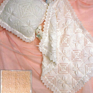 PDF Knitting Pattern~Leaf Lace Blankets and Cushion Cover~DK