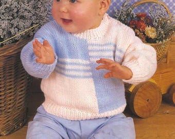 PDF Knitting Pattern 514~Geometric Sweater~DK~18-22"