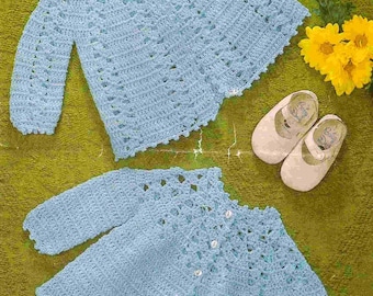 PDF Crochet Pattern 8363~Two Matinee Coats~4ply~20"