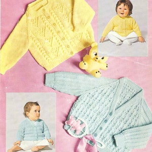 PDF Knitting Pattern 6121~Two Lace-Fronted Baby Cardigans~QK~18-21"