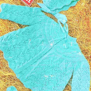 Nearly Free PDF Knitting Pattern 8198~Lacy Matinee Coat, Bonnet & Bootees~4ply~19-22"
